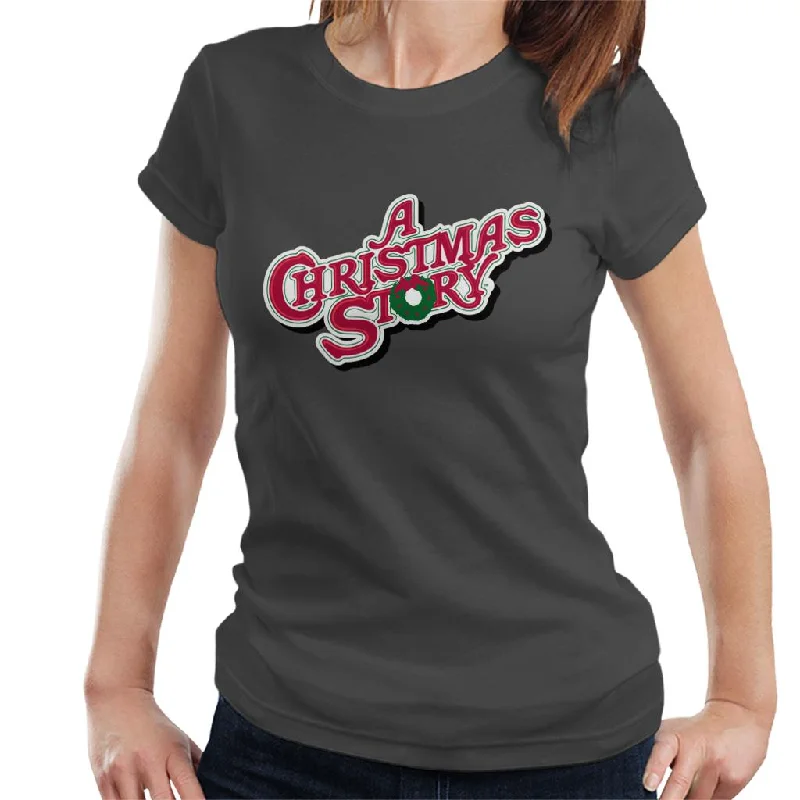 A Christmas Story Cinematic Logo Women's T-Shirt-- Beaded Sequined Faux Fur