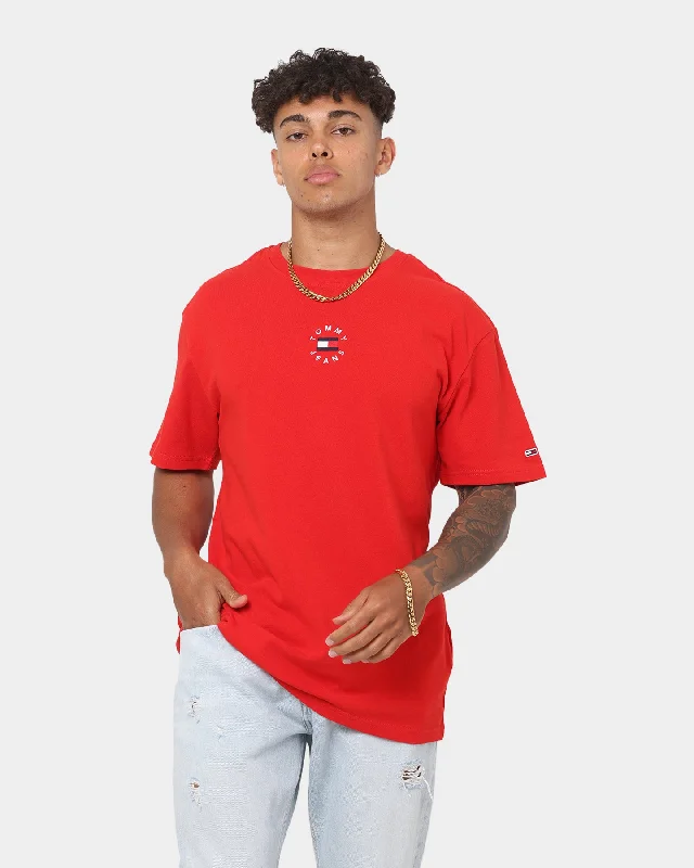Tommy Jeans Tiny Circle T-Shirt Deep Crimson-- Houndstooth Herringbone Solid