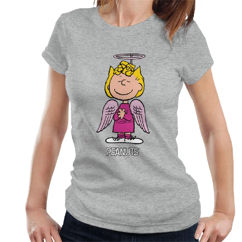 Peanuts Halloween Angel Sally Brown Women's T-Shirt-- Oversized T-Shirt Spandex breathable