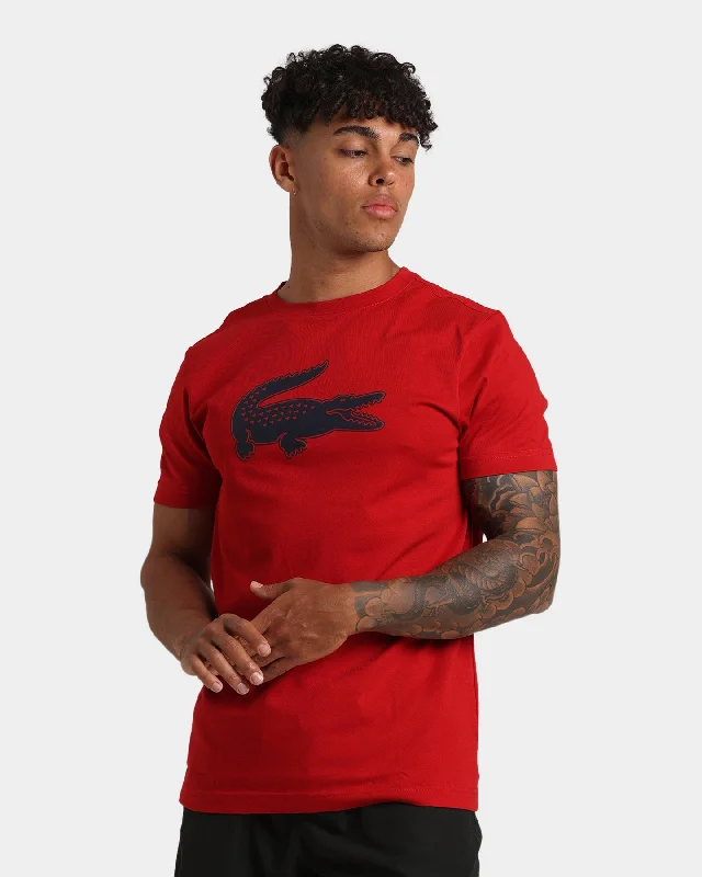 Lacoste Big Croc T-Shirt Ladybird/Navy Blue-- Mesh Fabric Canvas Fabric Denim Fabric