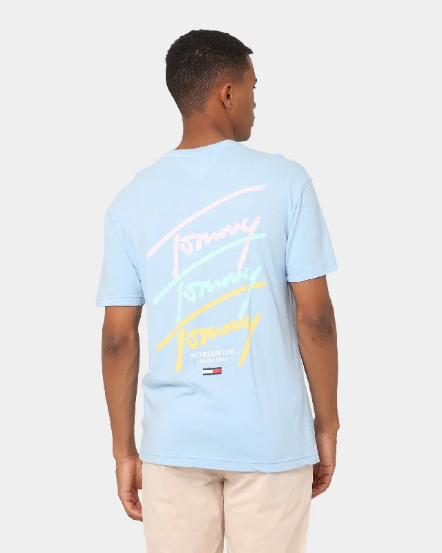 Tommy Jeans Repeat Script T-Shirt Light Powder Blue-- Spandex Blend Rayon Blend Denim Blend