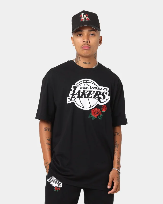 New Era Los Angeles Lakers Rose Oversized T-Shirt Black-- Denim Fabric Leather Fabric Suede Fabric