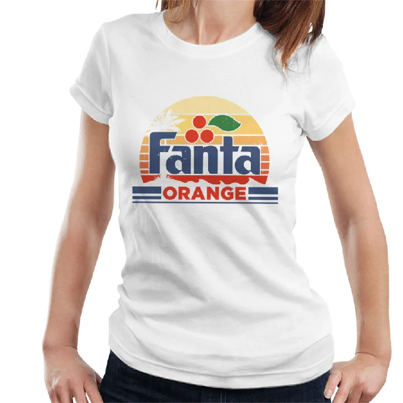 Fanta Retro Sunset Logo Women's T-Shirt-- Rayon Velvet Corduroy
