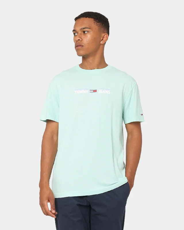 Tommy Jeans Linear Logo T-Shirt Light Powdery Blue-- Sequined Glittery Shiny
