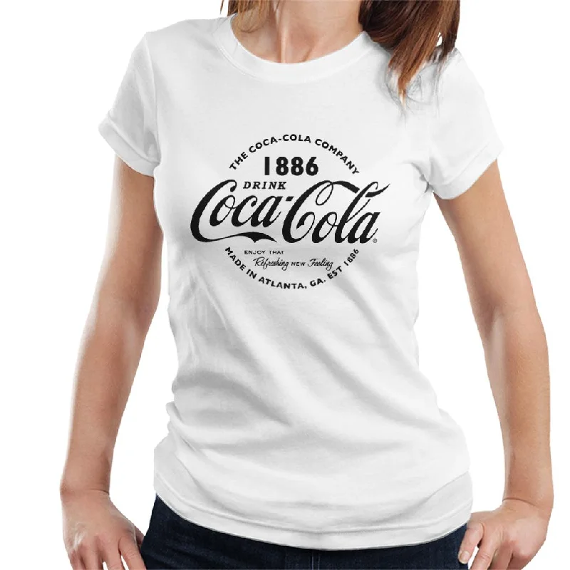 Coca Cola Retro Logo Black Text Women's T-Shirt-- Welt Pockets Slit Pockets Flap Pockets