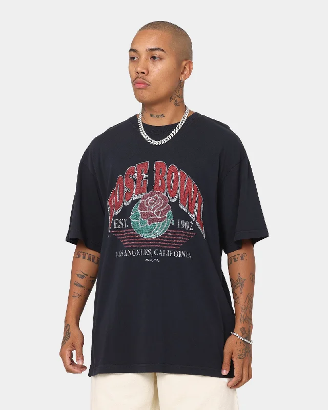 National Collegiate Athletic Association Rose Bowl Champ T-Shirt Vintage Black-- Collared T-Shirt Boat Neck A-Line