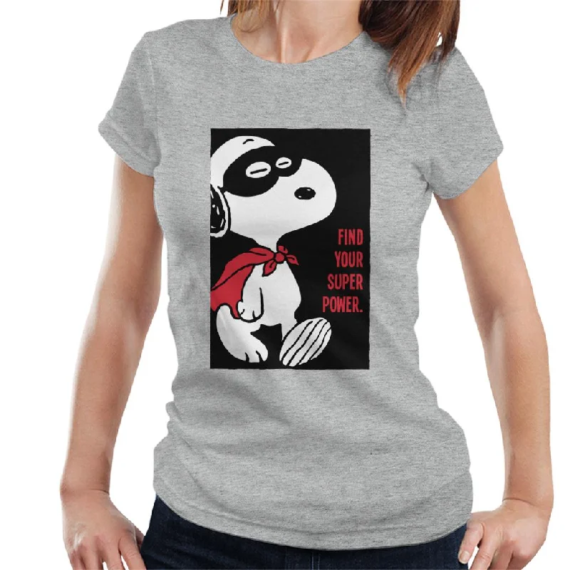 Peanuts Snoopy Find Your Super Power Women's T-Shirt-- Zippered Buttoned Snapped