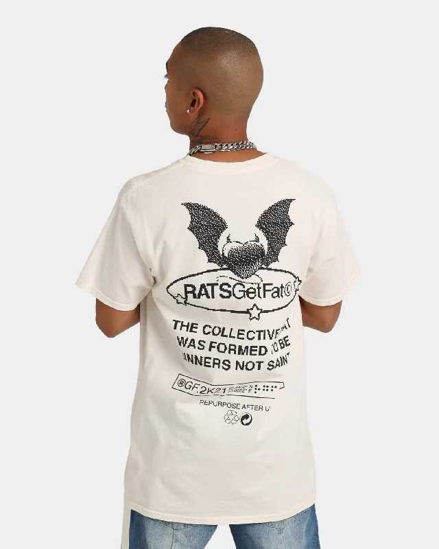 Rats Get Fat Digital Demon Vintage T-Shirt Off White-- Rayon Velvet Corduroy
