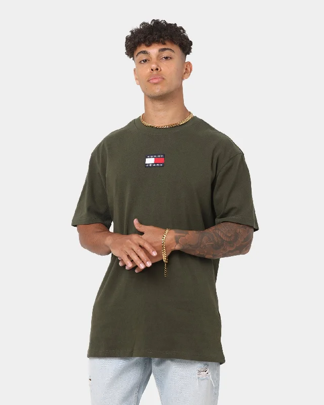 Tommy Jeans Tommy Badge T-Shirt Dark Olive-- Spandex Blend Rayon Blend Denim Blend