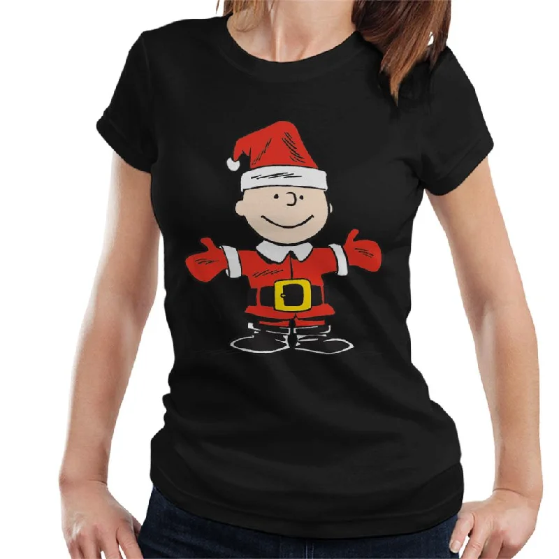 Peanuts Christmas Charlie Brown Women's T-Shirt-- Fleece Nylon Spandex