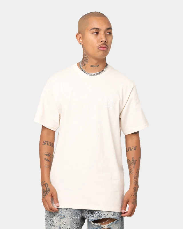 HUF Essentials Triple Triangle T-Shirt Natural-- V-Neck T-Shirt Long Sleeve Cotton
