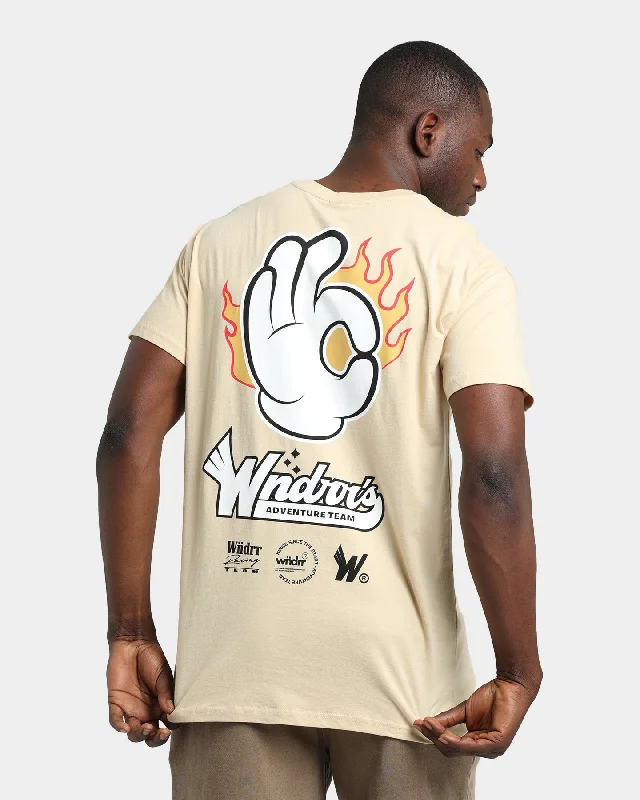 WNDRR Flame Custom Fit T-Shirt Tan-- Silk Blend Satin Velvet