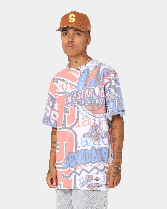 Mitchell & Ness NBA All Star Game Jumbotron 2.0 Sublimated T-Shirt White-- Striped Floral Plaid