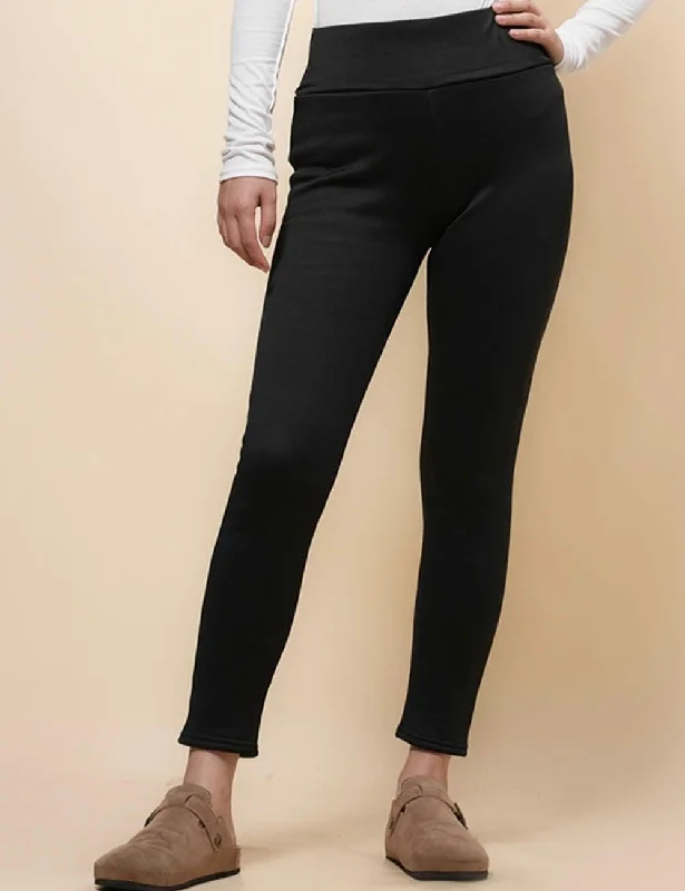 Ladies Inside Fleece Velvet Legging Pants SKP4983 Cozy Ribbed Leggings