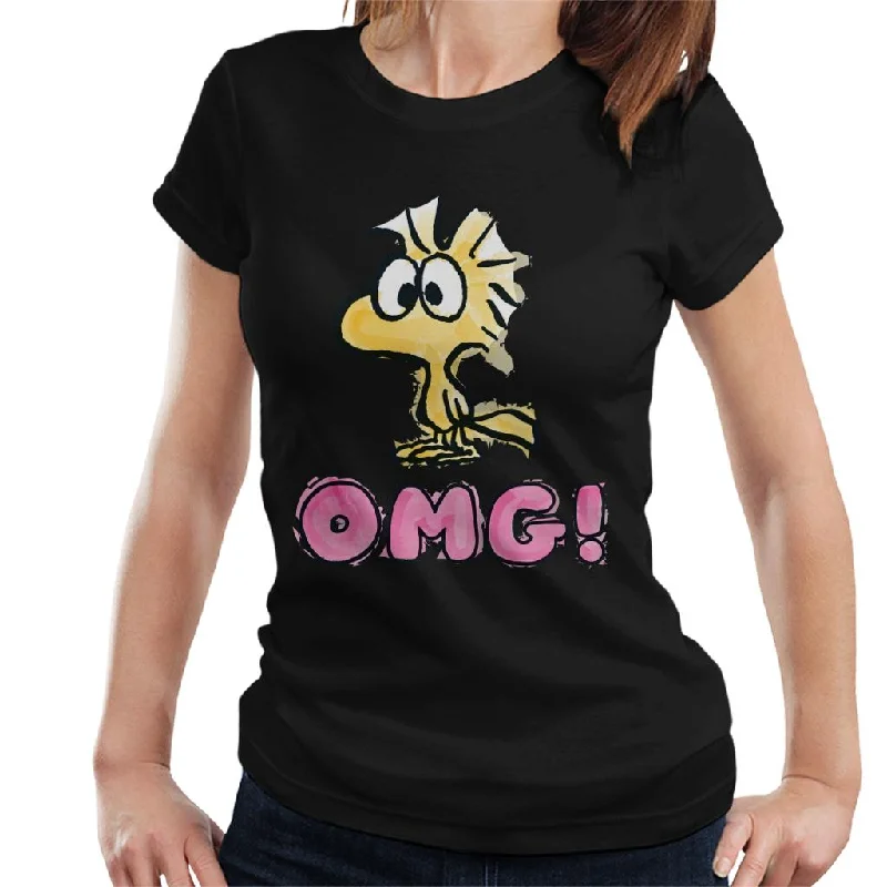 Peanuts Woodstock OMG Women's T-Shirt-- Lace Blend Ribbed Blend Corduroy Blend