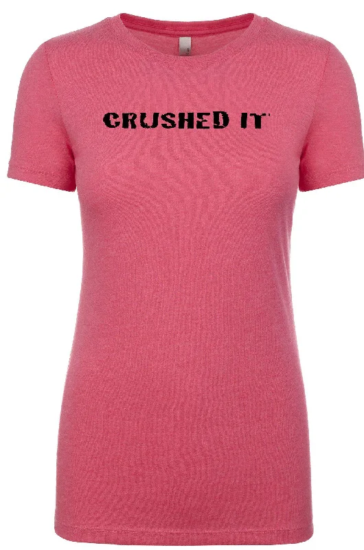 Women's short sleeve workout athletic tshirt "Crushed It"-- Satin Fabric Silk Fabric Chiffon Fabric