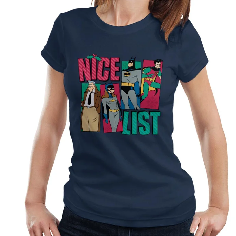 Batman Christmas Nice List Women's T-Shirt-- Ribbed T-Shirt High Neck Heavyweight