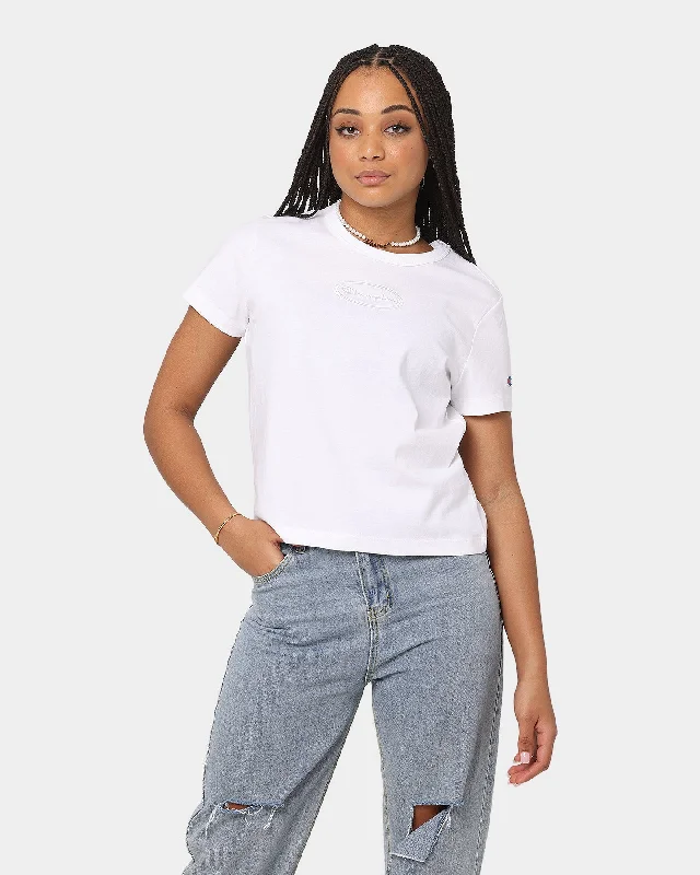 Champion Women's Heritage GF T-Shirt White-- Striped Floral Plaid