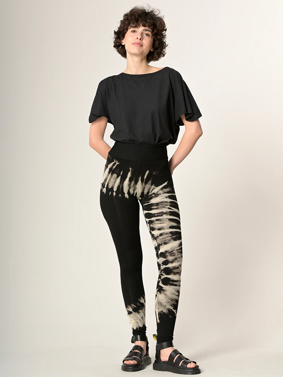Tie Dye Leggings - Black - Style 2 Trendy Cut-Out Activewear Leggings
