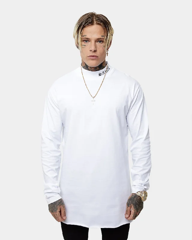 Saint Morta Vatos Long Sleeve T-Shirt White/Black-- Zippered Front Buttoned Front Snap Front