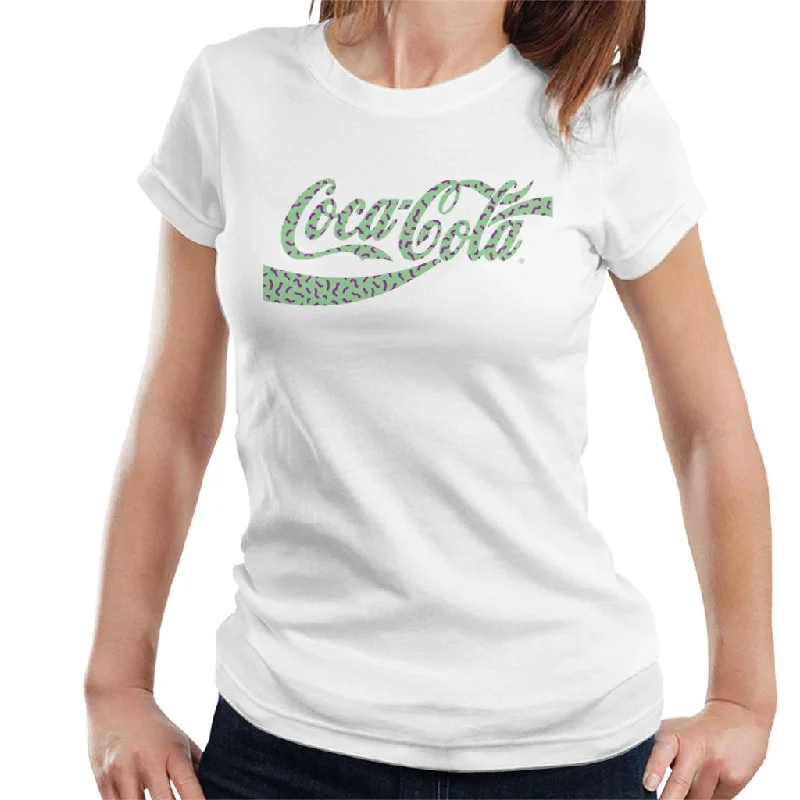 Coca Cola Memphis Logo Women's T-Shirt-- Cashmere Blend Cotton Blend Poly Blend