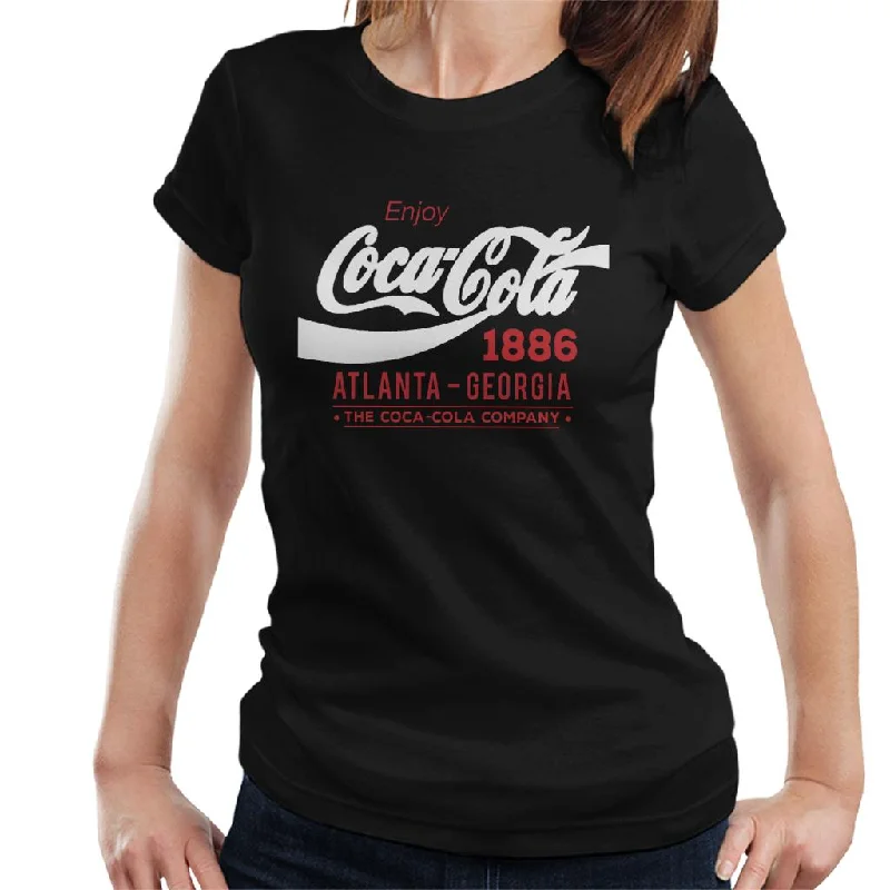 Coca Cola White Classic Logo Women's T-Shirt-- Houndstooth Herringbone Solid