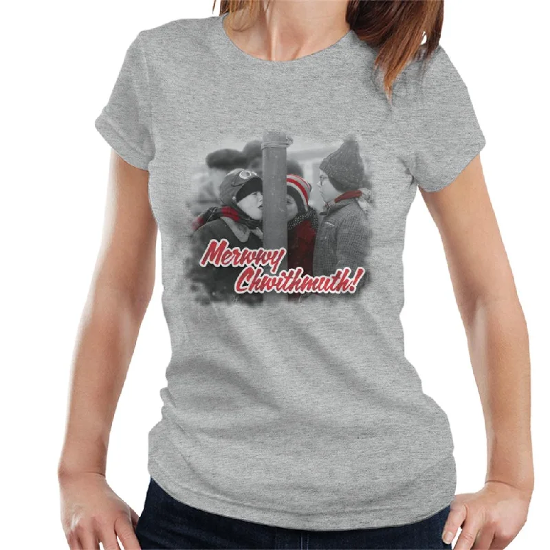 A Christmas Story The Triple Dog Dare Scene Women's T-Shirt-- Iron Safe Non-Iron Wrinkle Free