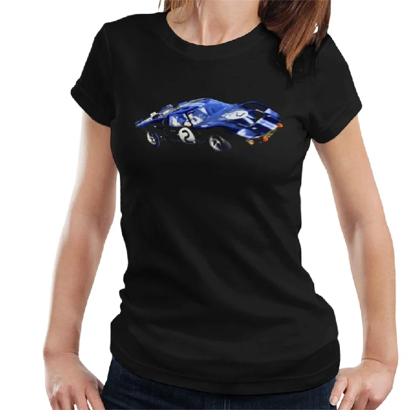 Motorsport Images Ken Miles Ford Mk II Women's T-Shirt-- Denim Fabric Leather Fabric Suede Fabric