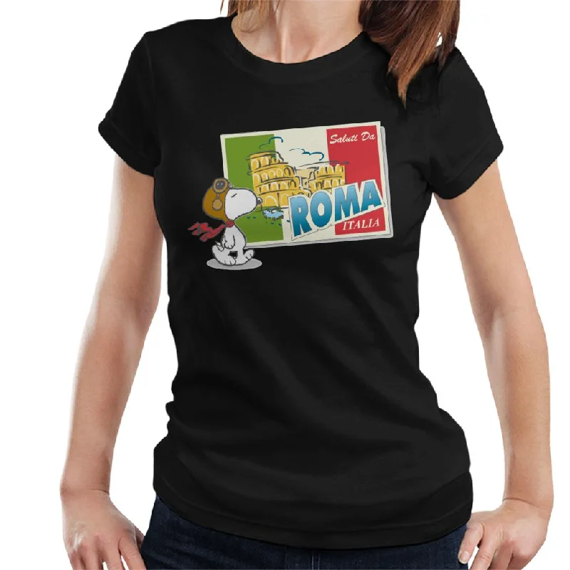 Peanuts Snoopy In Roma Italy Women's T-Shirt-- Oversized T-Shirt Spandex breathable