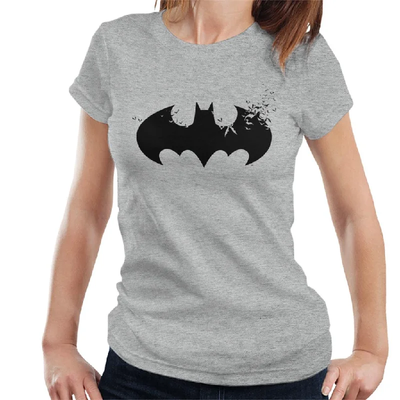 Batman Black Bat Symbol Silhouette Women's T-Shirt-- Solid Color Striped Floral