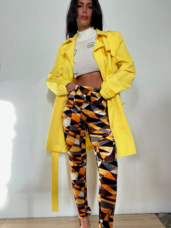Emilio Pucci Velvet Graphic Print Leggings (1980s/1990s) Trendy Mesh Leggings