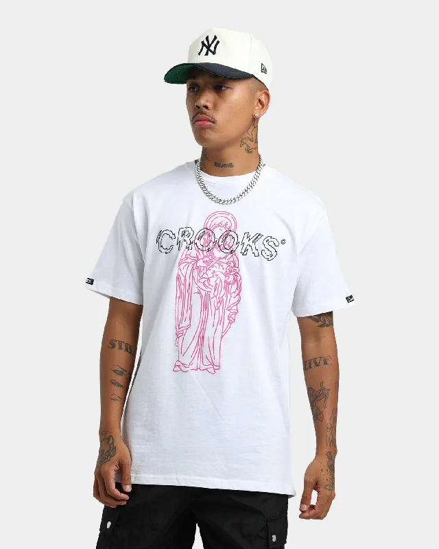 Crooks & Castles Hyper Current T-Shirt White-- Notch Collar Peter Pan Collar Cowl Neck
