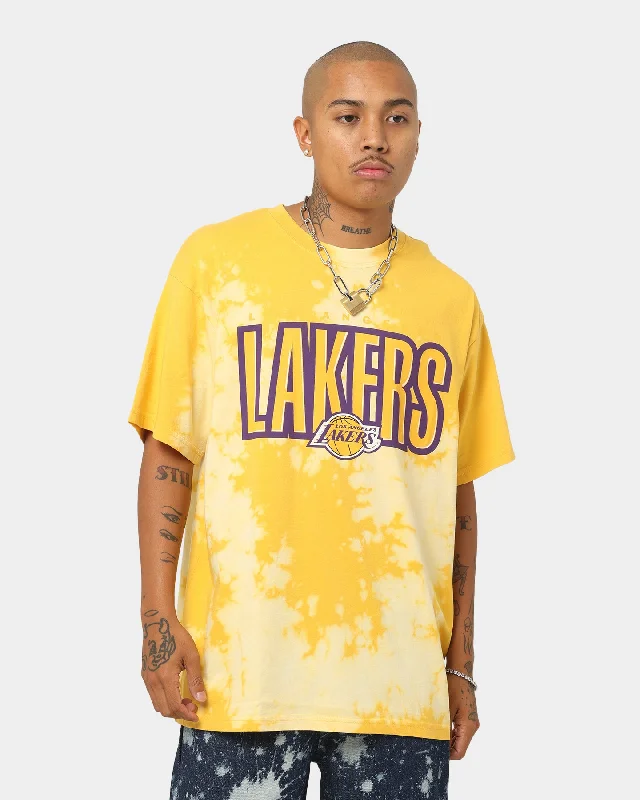 Mitchell & Ness Los Angeles Lakers Baller Vintage Tie Dye T-Shirt Yellow Tie Dye-- Polka Dot Checkered Tartan