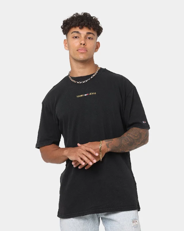 Tommy Jeans Metallic Linear T-Shirt Black-- Collared Crew Neck Turtle Neck