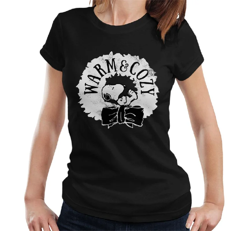 Peanuts Snoopy Warm And Cozy Women's T-Shirt-- Fashionable Trendy Casual