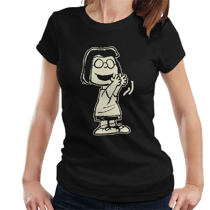 Peanuts Marcie Clap Glow In The Dark Women's T-Shirt-- Sequined Glittery Shiny