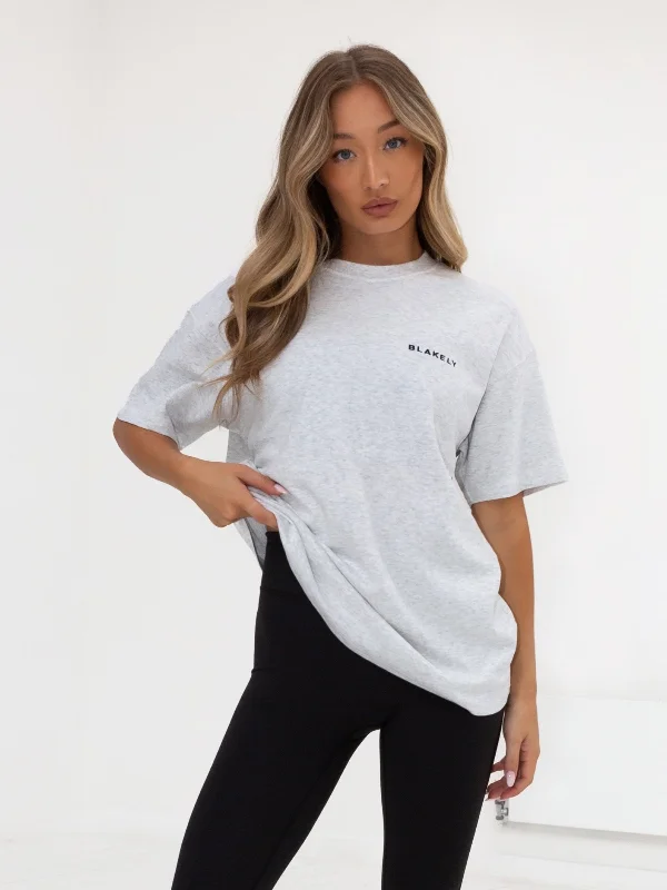 Series Oversized T-Shirt - Marl White-- Terry Blend Velvet Blend Canvas Blend