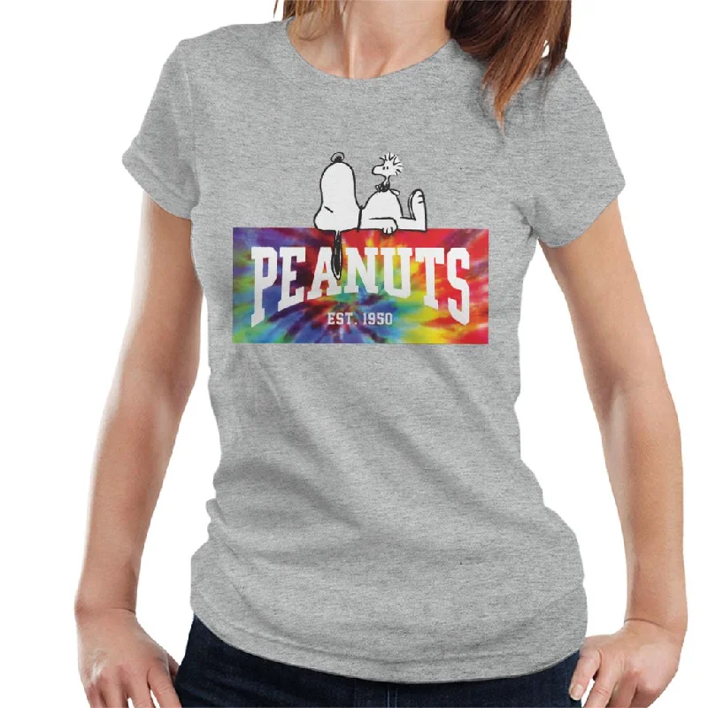 Peanuts Tie Dye Logo Women's T-Shirt-- Fleece Fabric Down Fabric Feather Fabric