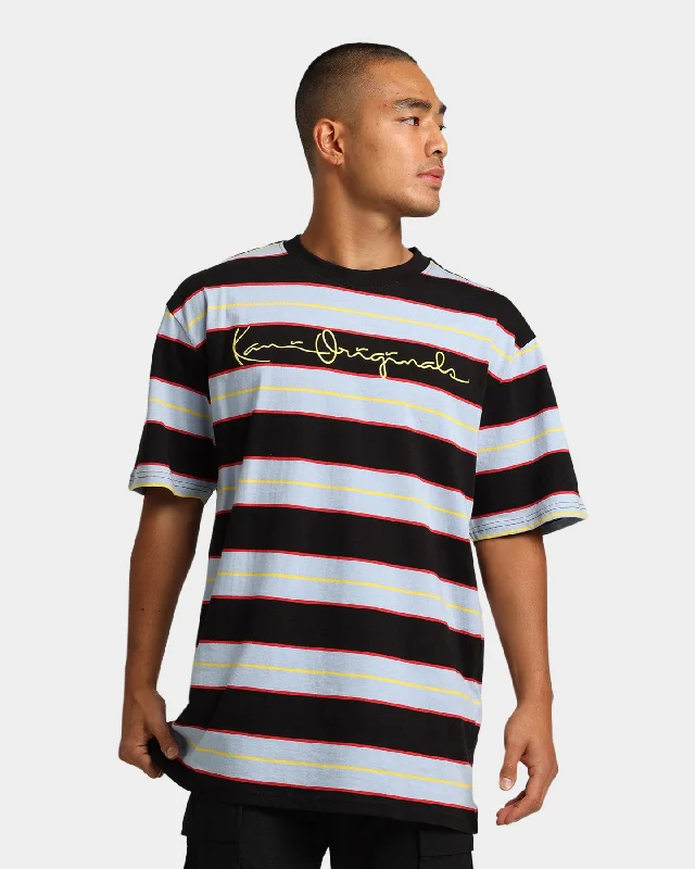 Karl Kani Originals Stripe T-Shirt Light Blue-- Thin T-Shirt Open Front Quick Dry