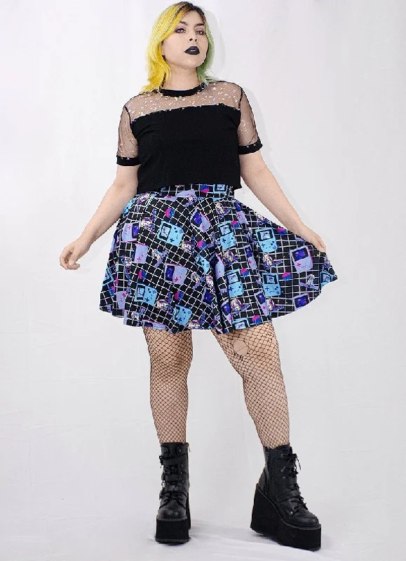 Plus Size Aesthetic Video Game Black Skirt asymmetrical skirt cut