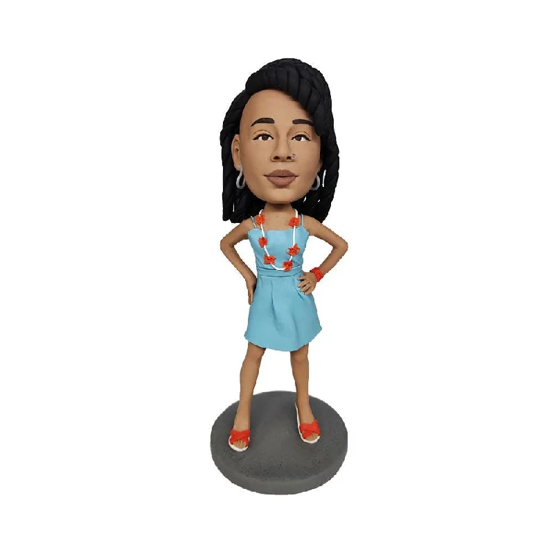 Summer blue dress lady Custom Bobblehead Tunics Timeless classic