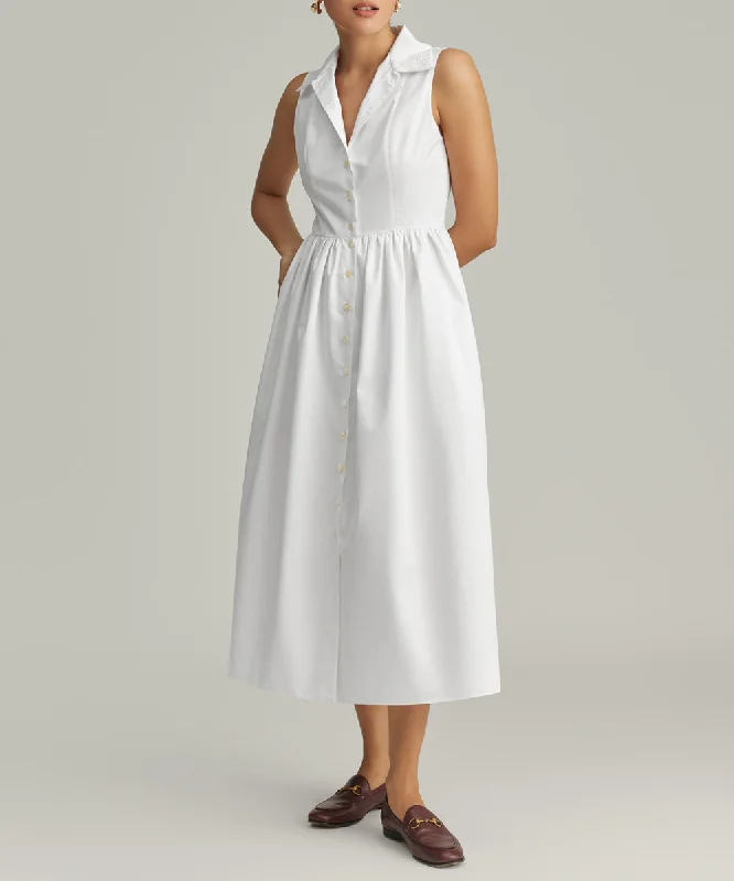 Egyptian Cotton Long Tennis Dress Off-the-shoulder Chic Trendy