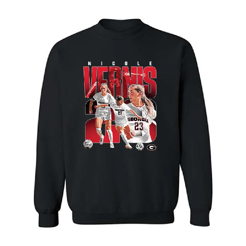 Georgia - NCAA Women's Soccer : Nicole Vernis - Player Collage Crewneck Sweatshirt Hoodie with Ribbed Hem Stretchable Secure