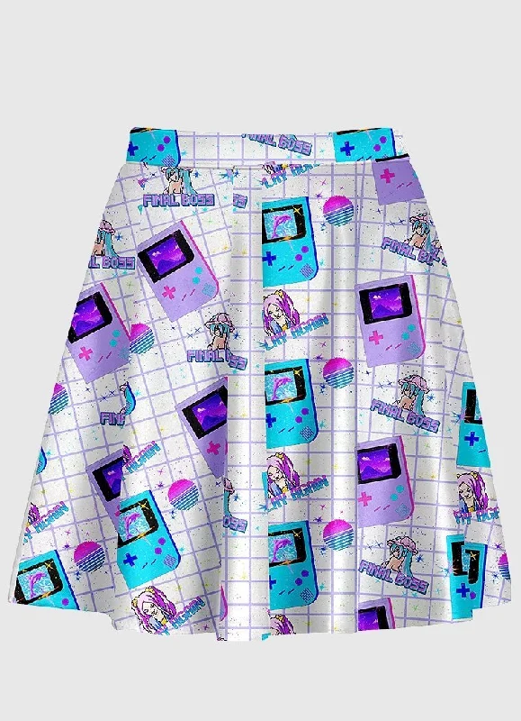 Plus Size Aesthetic Video Game White Skirt high slit skirt