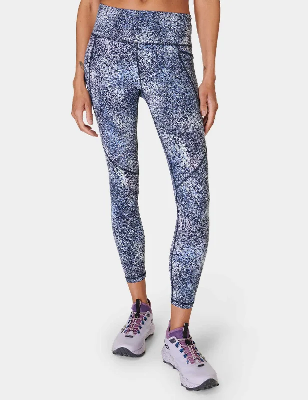 Power 7/8 Gym Leggings - Blue Speckle Print Stylish Athletic Wear Leggings