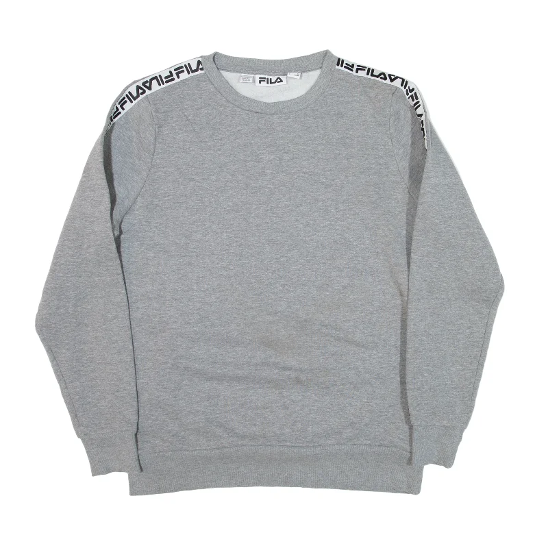 FILA Sweatshirt Grey Crew Neck Womens XL Hoodie with Hem Embroidery Detailed Premium