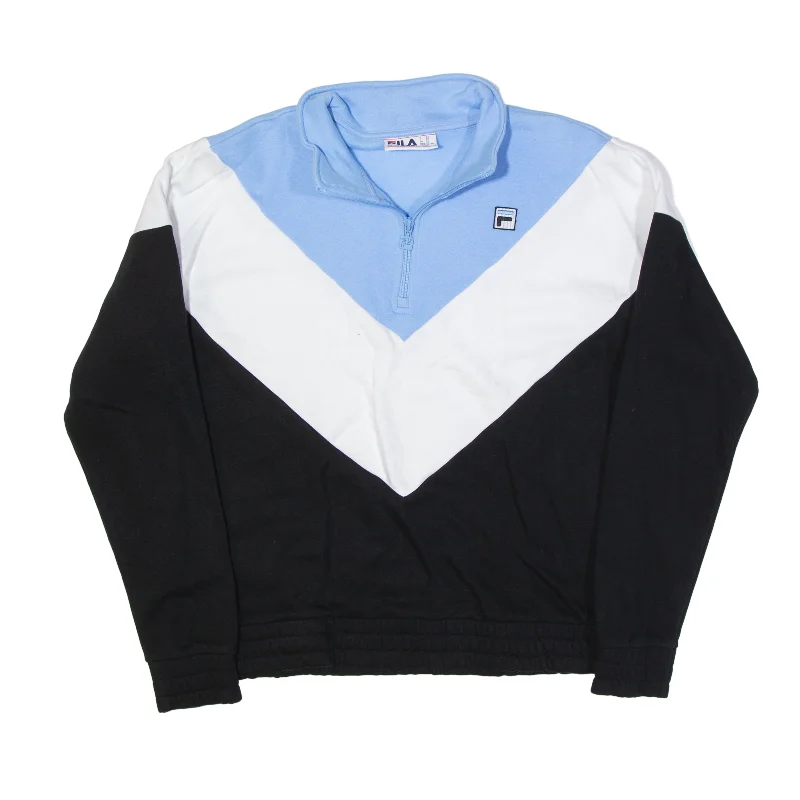 FILA Sweatshirt Black 1/4 Zip Womens XL Hoodie with Pastel Soft Subtle
