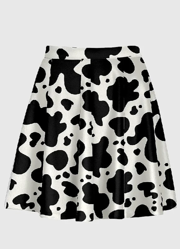Plus Size Cow Pattern Skirt pleated skirt texture