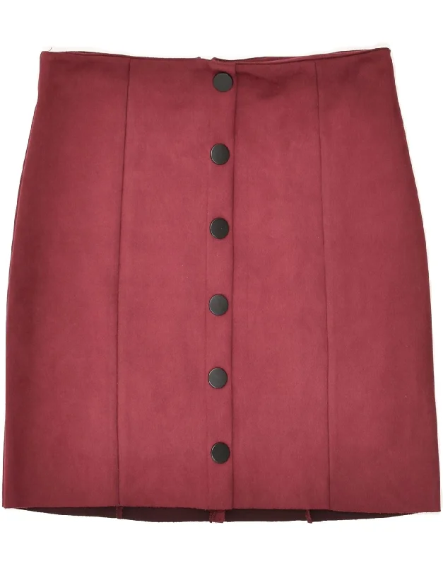TALLY WEIJL Womens Straight Skirt UK 10 Small W27 Burgundy Polyester lace skirt romantic