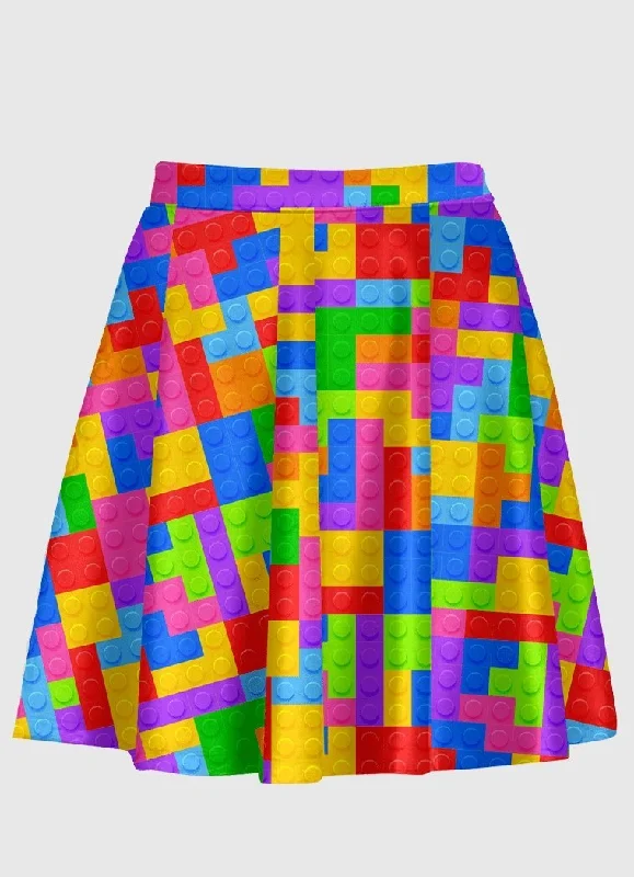 Plus Size Lego Toy Building Block Flare Skirt velvet skirt luxury